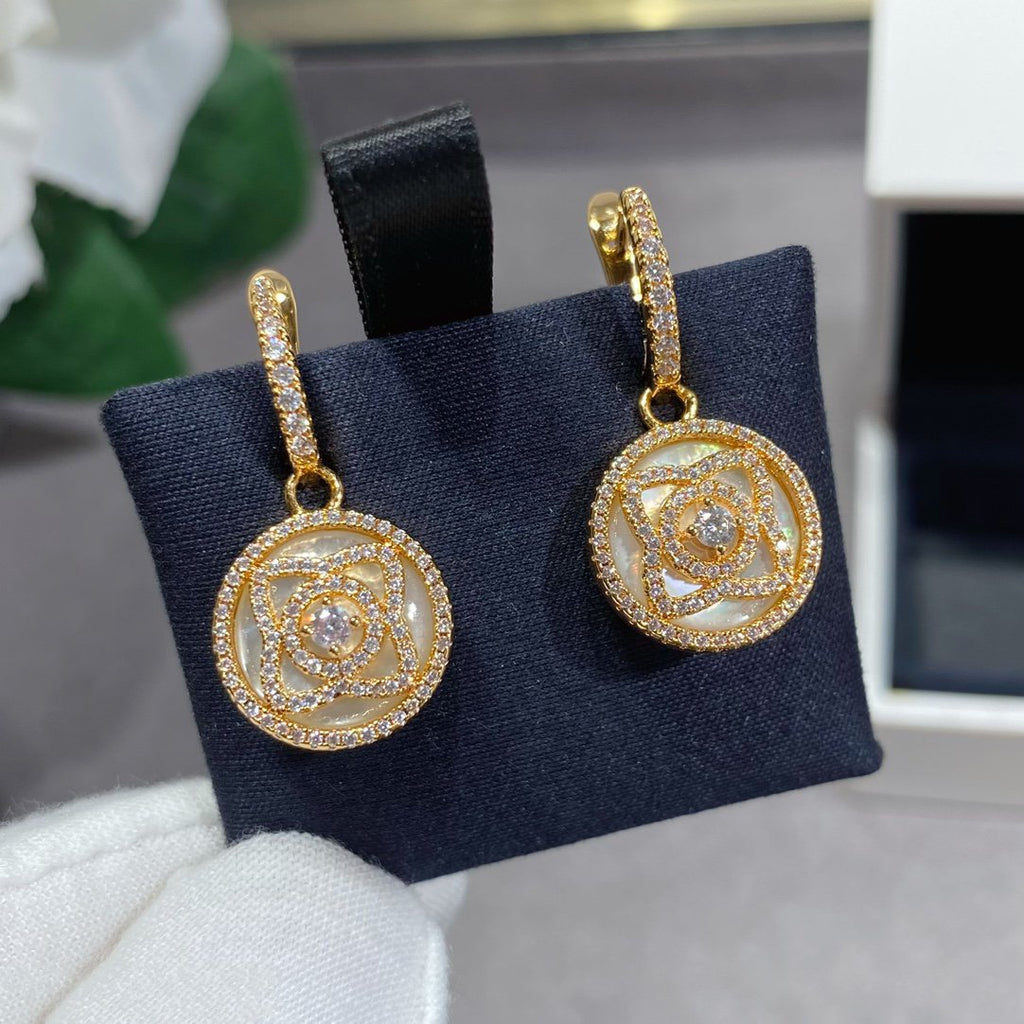 LOTUS DIAMOND MOP PINK GOLD EARRINGS