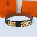Hermès Collier De Chien 50 Belt Black Epsom Calfskin With Gold-tone Metal Buckle