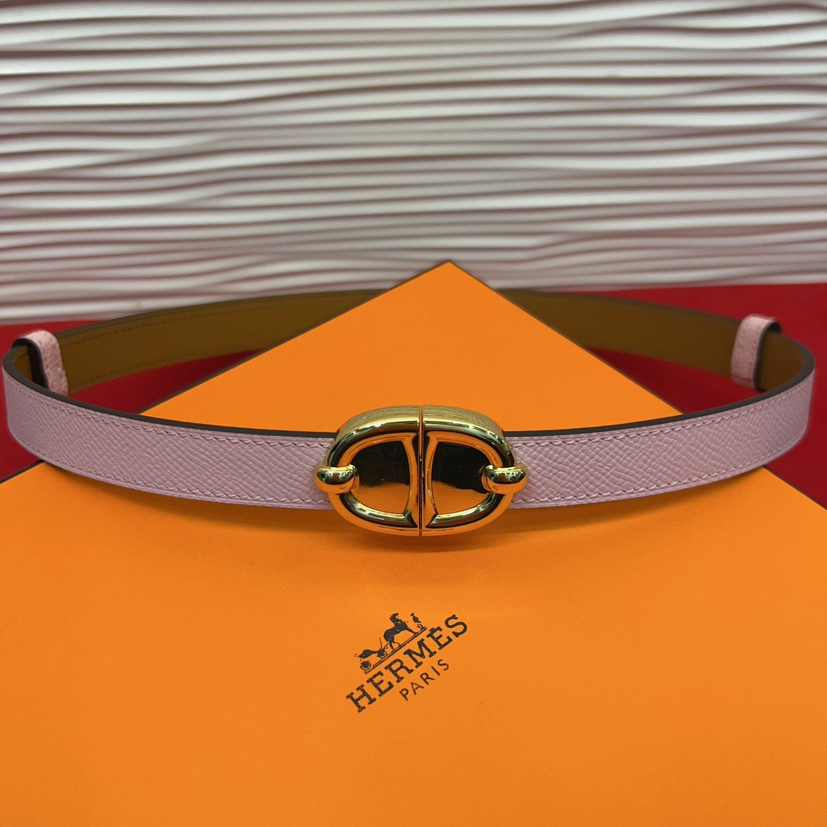 HM Chaine d'Ancre Belt 18MM Pink Epsom Calfskin GHW 212444