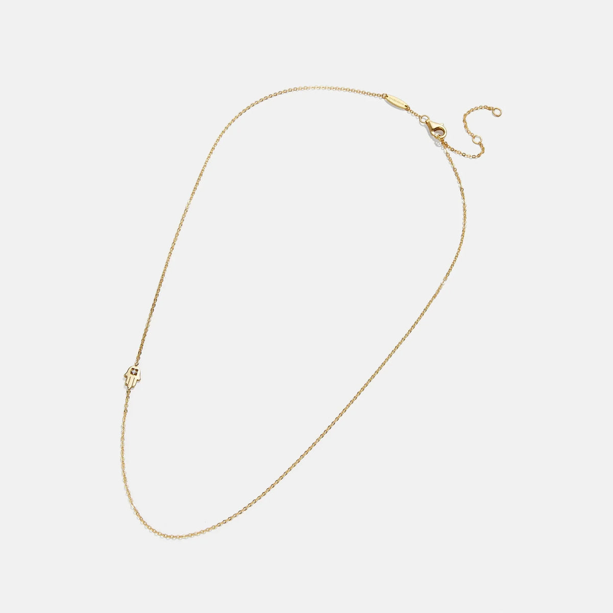 18K Gold Asymmetrical Hamsa Necklace - Hamsa