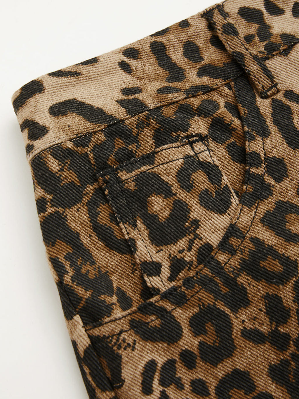100% Cotton Mid Rise Leopard Pocket Wide Leg Trousers Curve & Plus