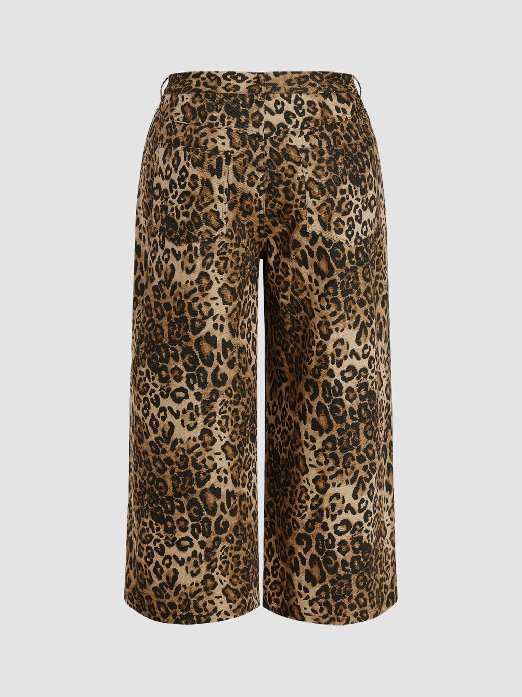 100% Cotton Mid Rise Leopard Pocket Wide Leg Trousers Curve & Plus