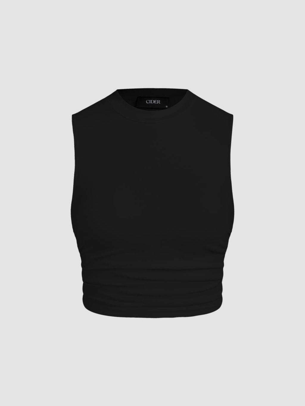 2 Pack Round Neck Solid Ruched Crop Tank Top
