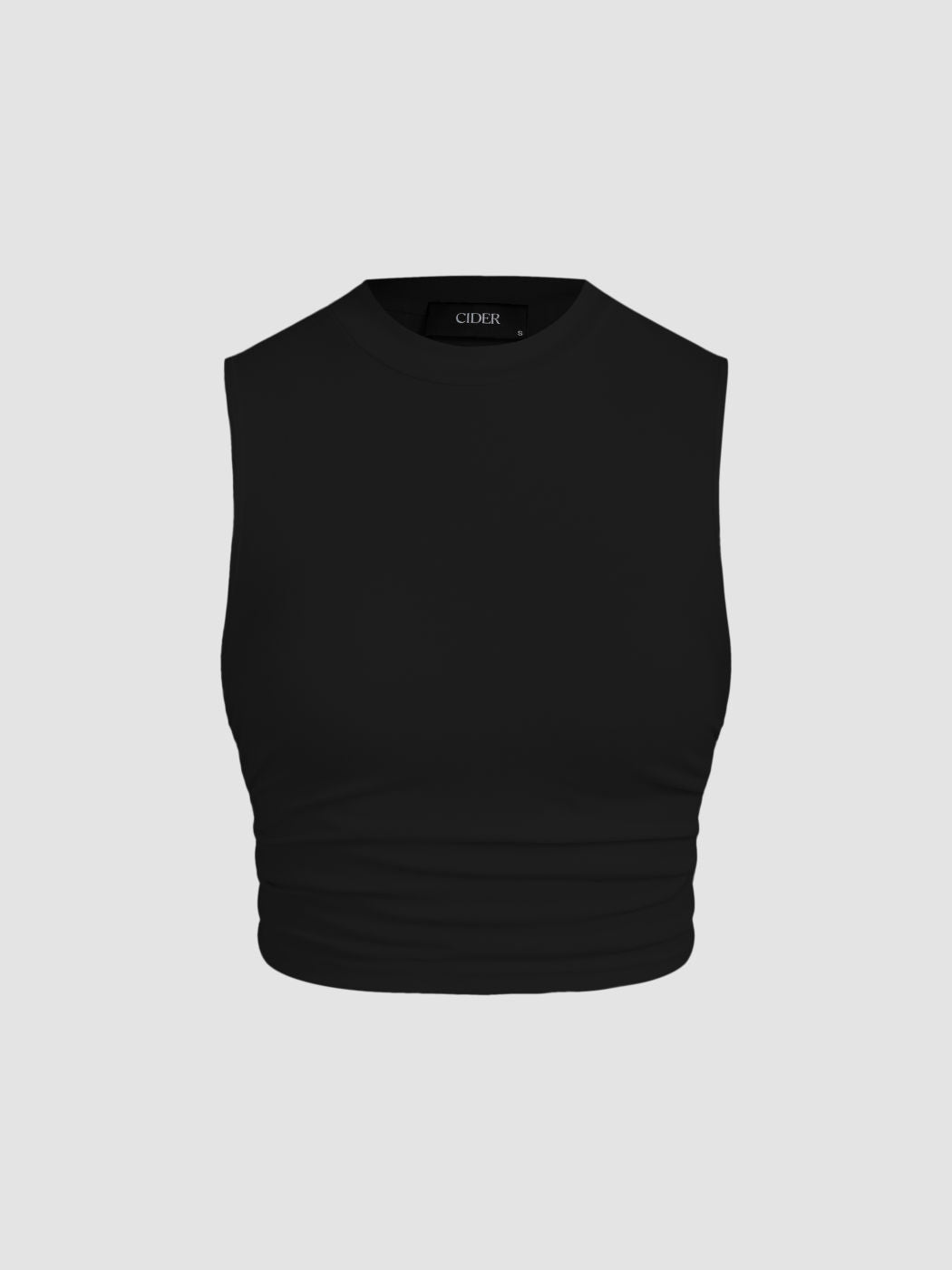 2 Pack Round Neck Solid Ruched Crop Tank Top