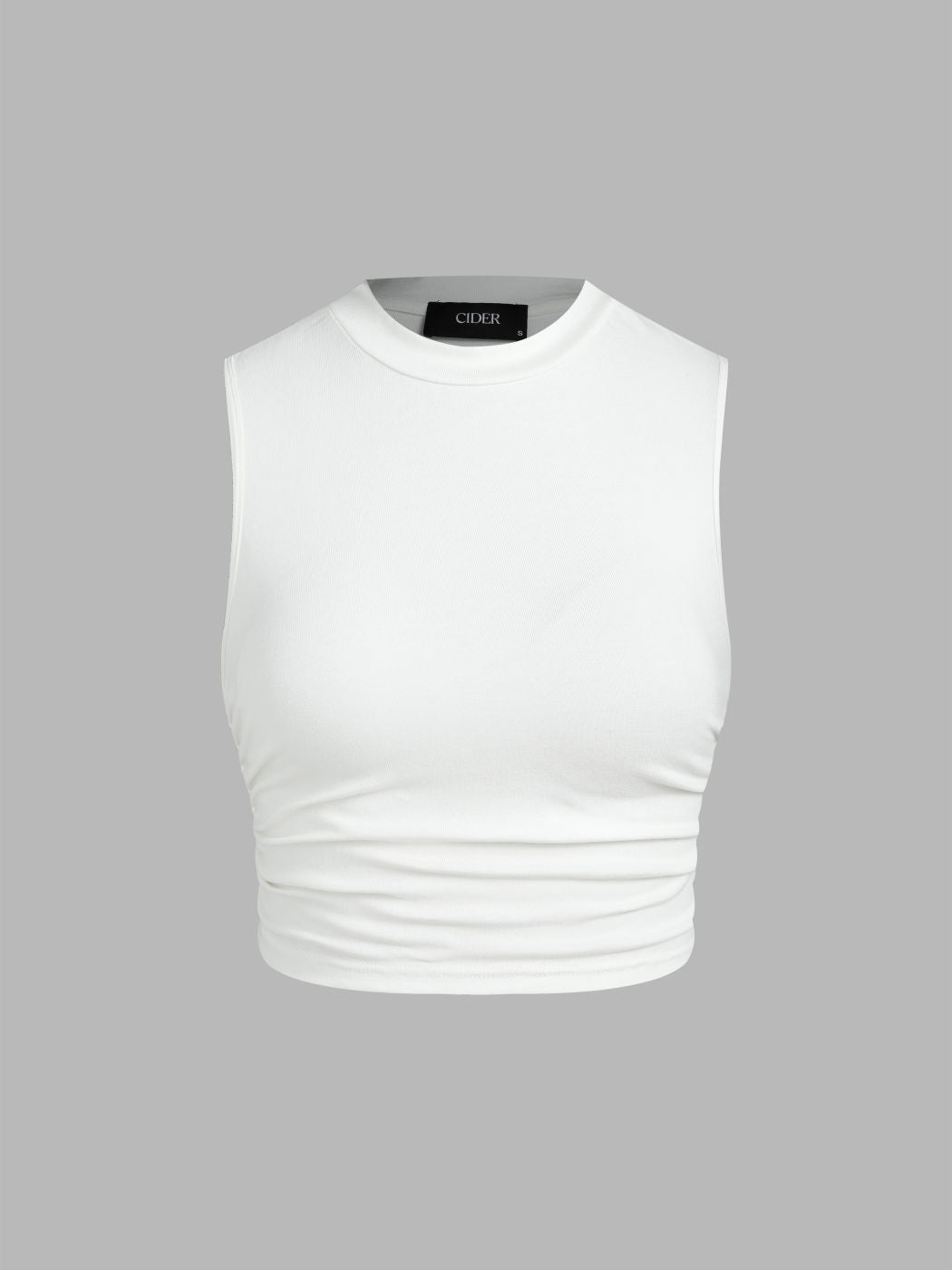 2 Pack Round Neck Solid Ruched Crop Tank Top