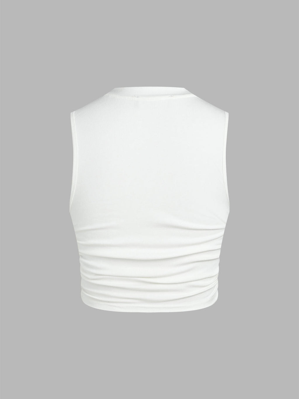 2 Pack Round Neck Solid Ruched Crop Tank Top