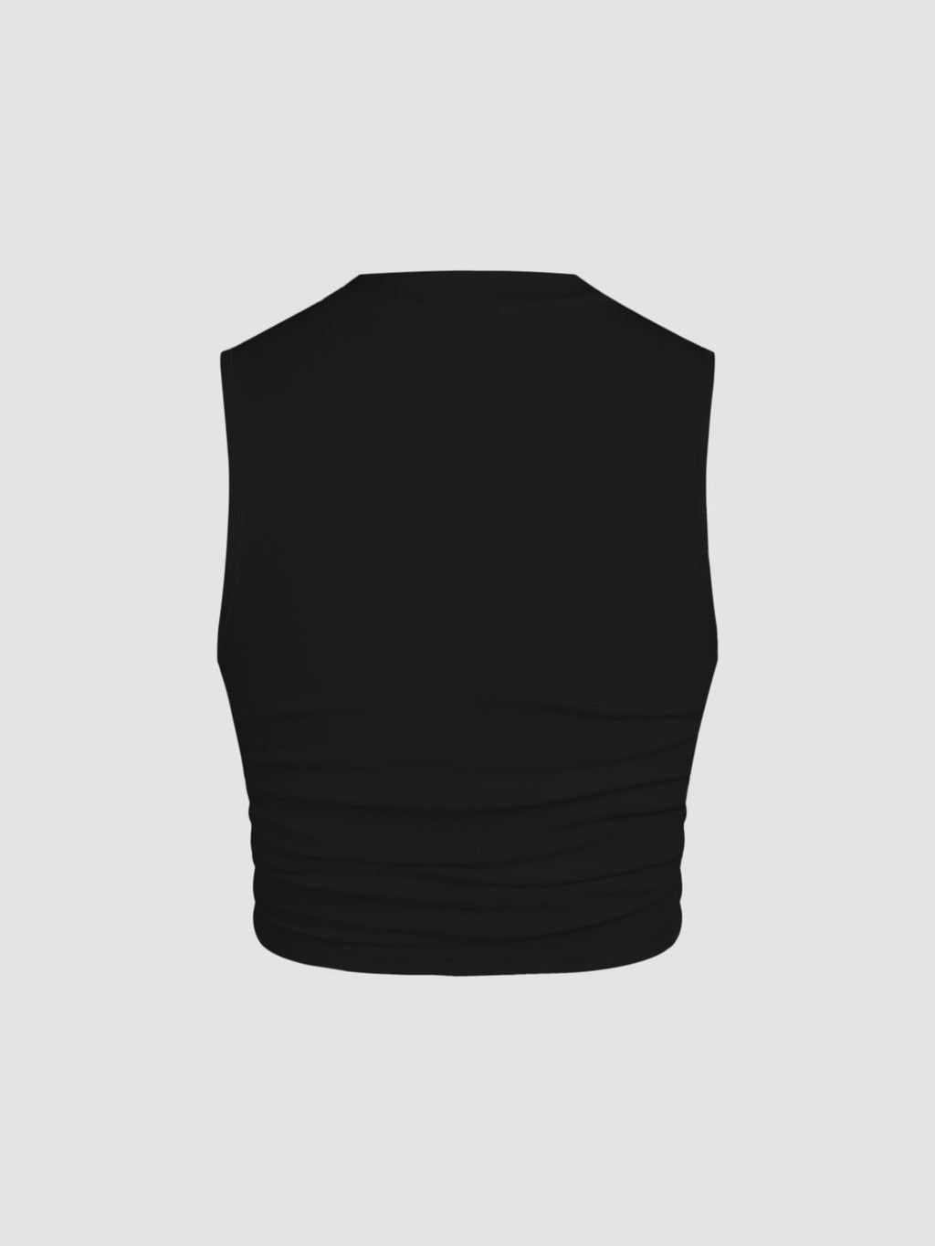 2 Pack Round Neck Solid Ruched Crop Tank Top