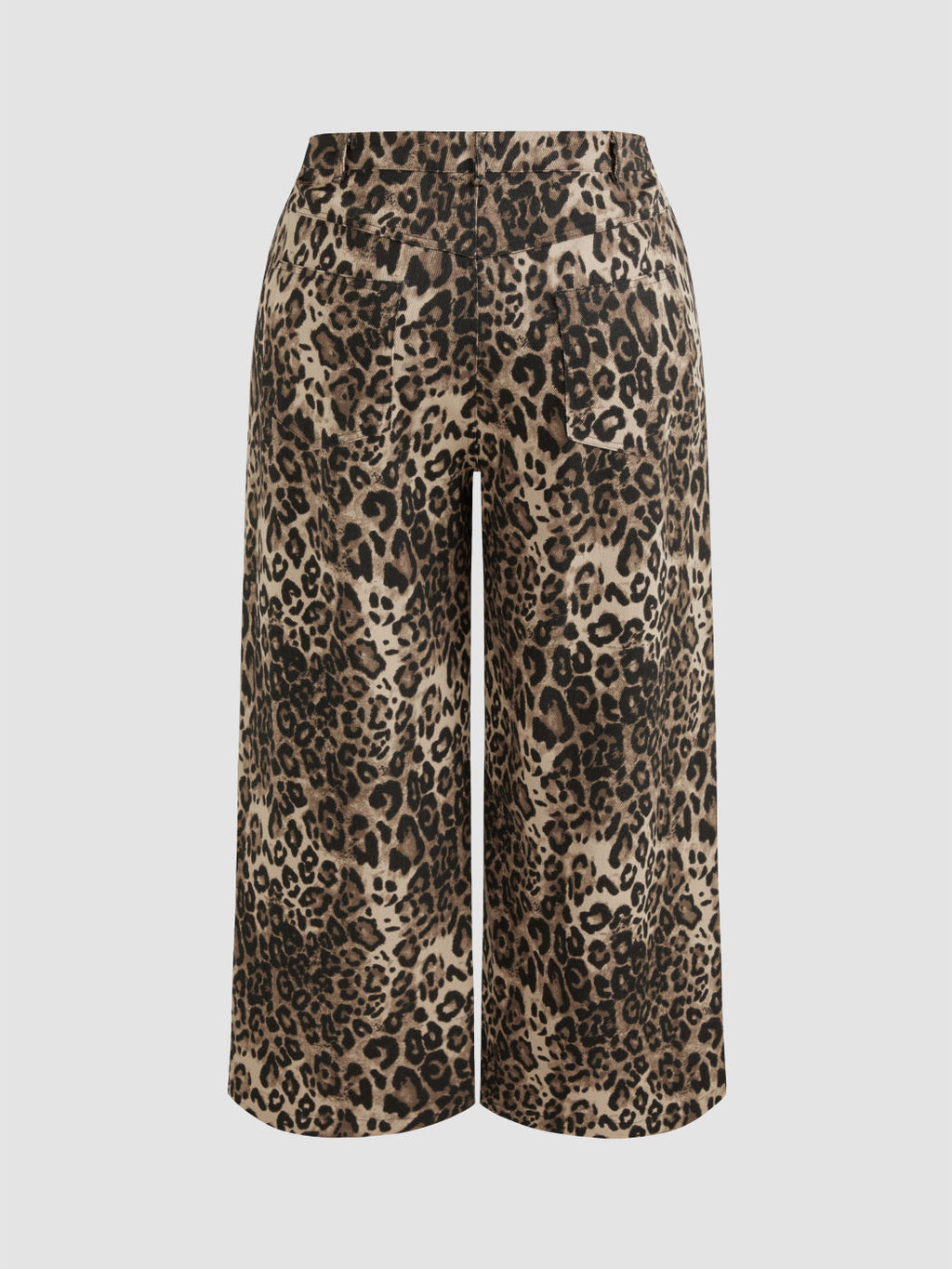 100% Cotton Mid Rise Leopard Pocket Wide Leg Trousers Curve & Plus