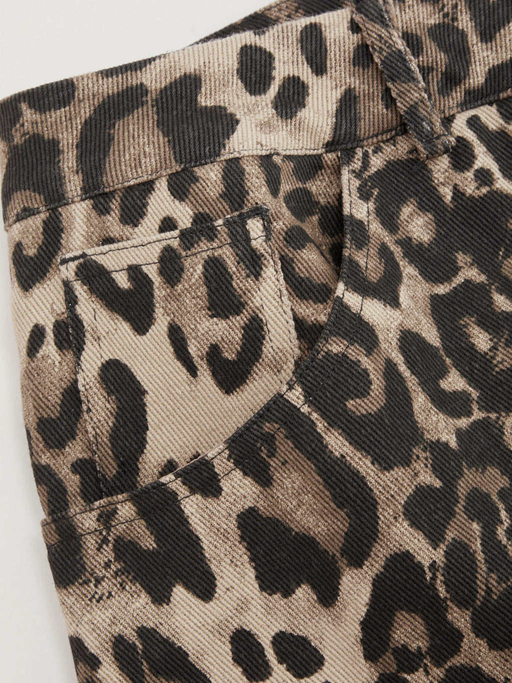 100% Cotton Mid Rise Leopard Pocket Wide Leg Trousers Curve & Plus