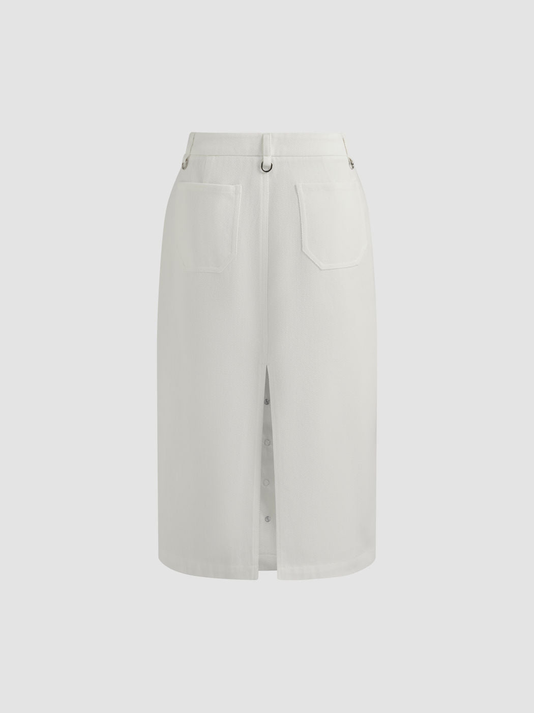 100% Cotton Mid Rise Solid Button Pocket Maxi Skirt