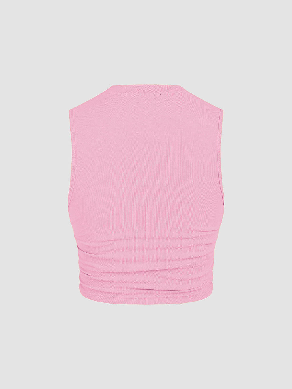 2 Pack Round Neck Solid Ruched Crop Tank Top