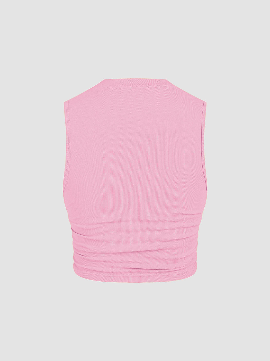 2 Pack Round Neck Solid Ruched Crop Tank Top