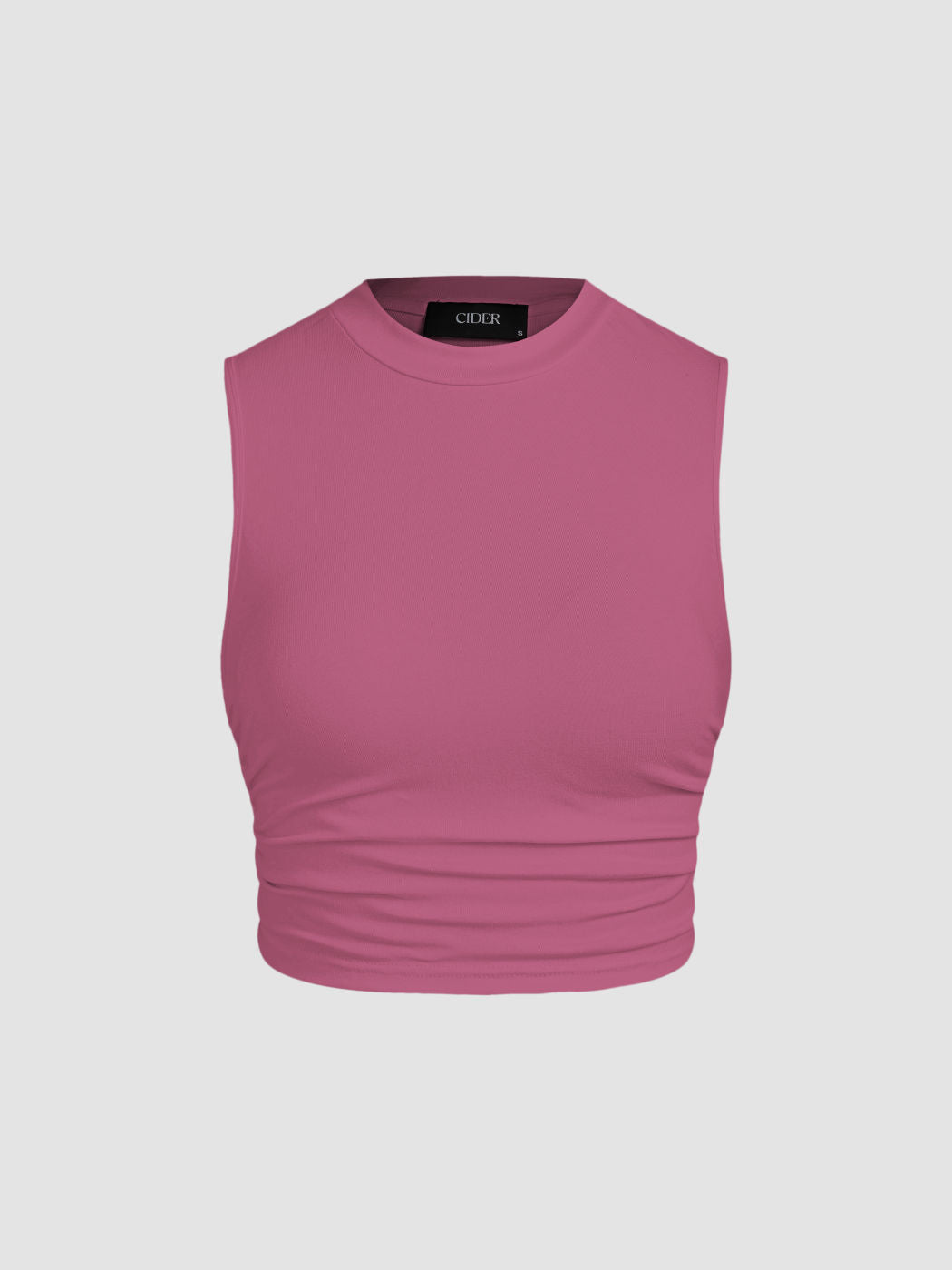 2 Pack Round Neck Solid Ruched Crop Tank Top