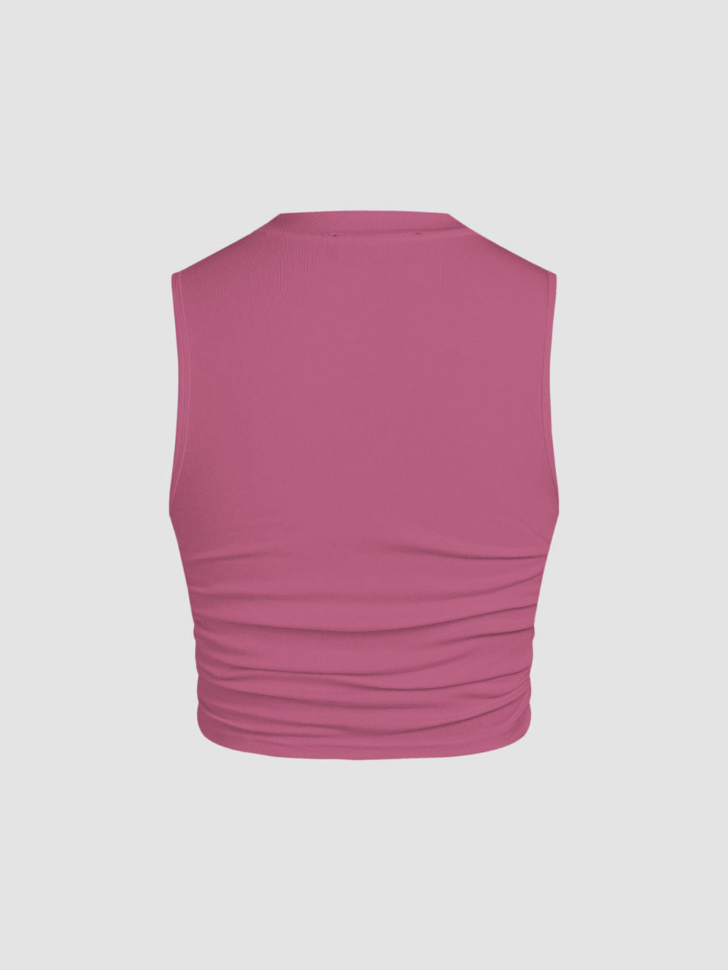 2 Pack Round Neck Solid Ruched Crop Tank Top