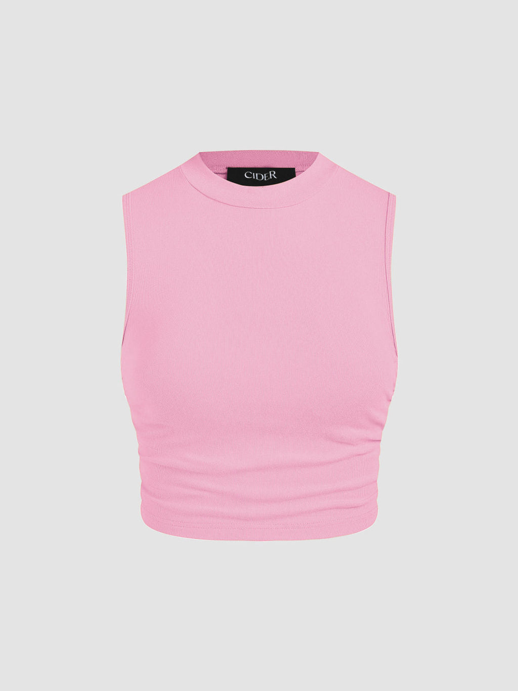 2 Pack Round Neck Solid Ruched Crop Tank Top