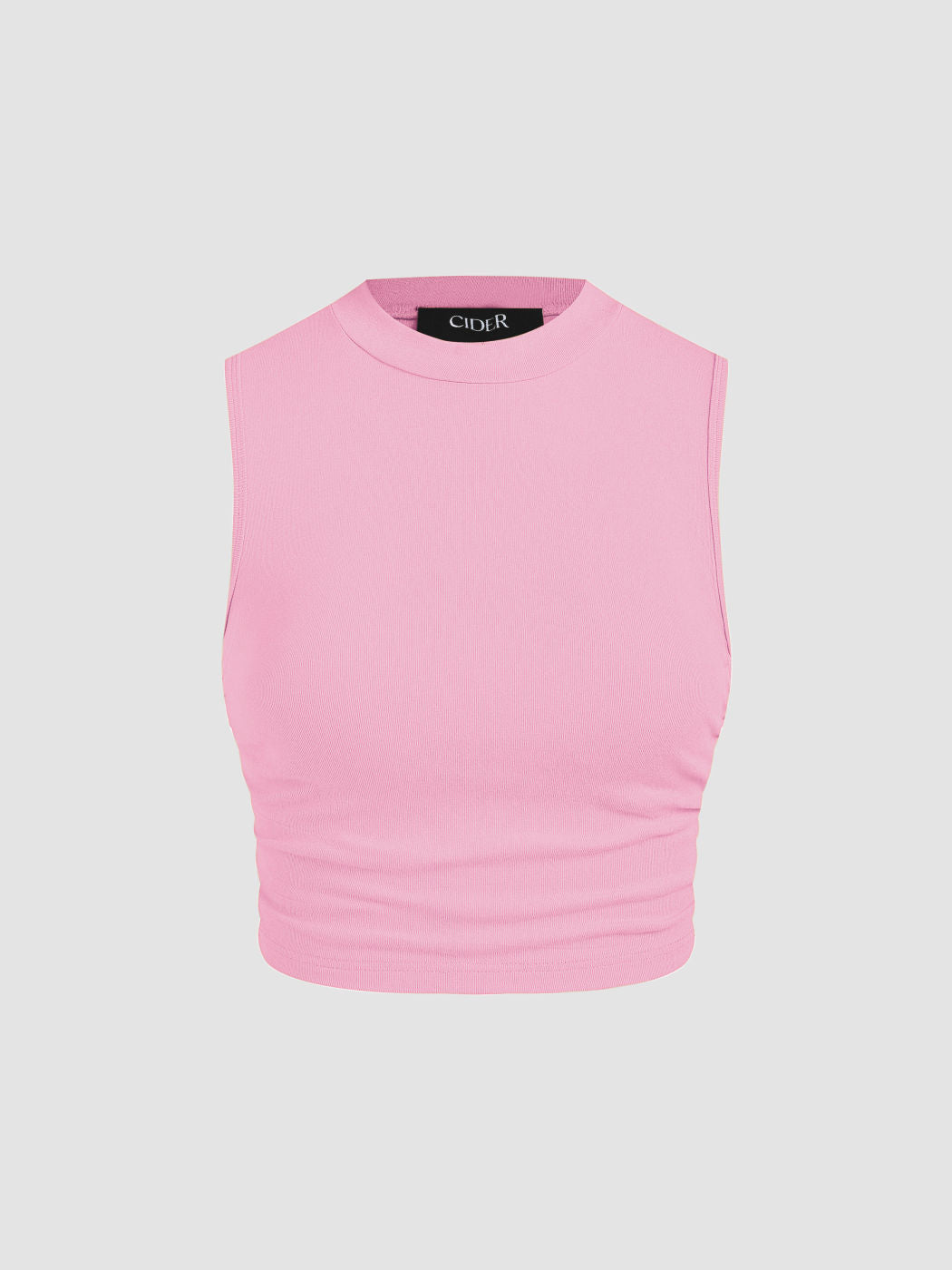 2 Pack Round Neck Solid Ruched Crop Tank Top