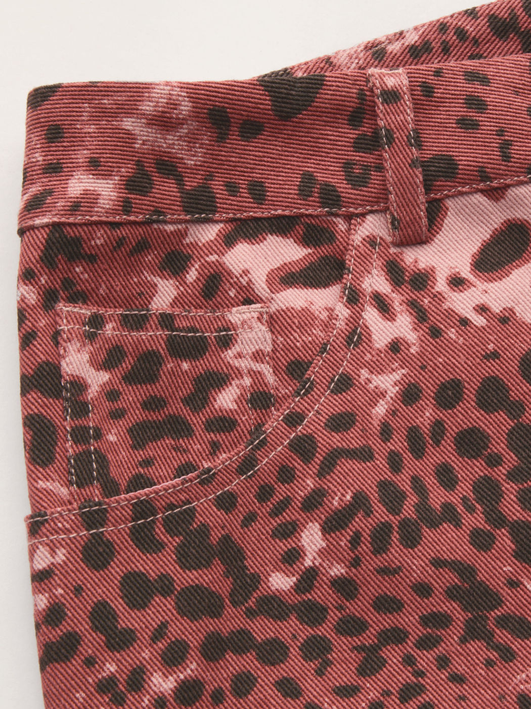 100% Cotton Mid Rise Leopard Pocket Wide Leg Trousers Curve & Plus