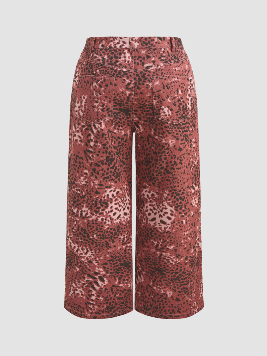 100% Cotton Mid Rise Leopard Pocket Wide Leg Trousers Curve & Plus
