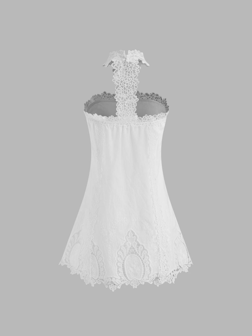100% Cotton Halter Neckline Solid Embroidery Trim Mini Dress With Solid Shorts