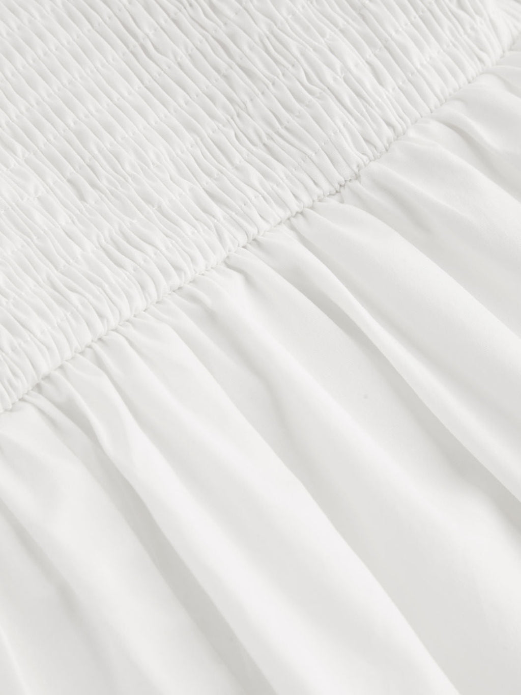 100% Cotton Square Neck Solid Broderie Anglaise Hem Knotted Mini Dress