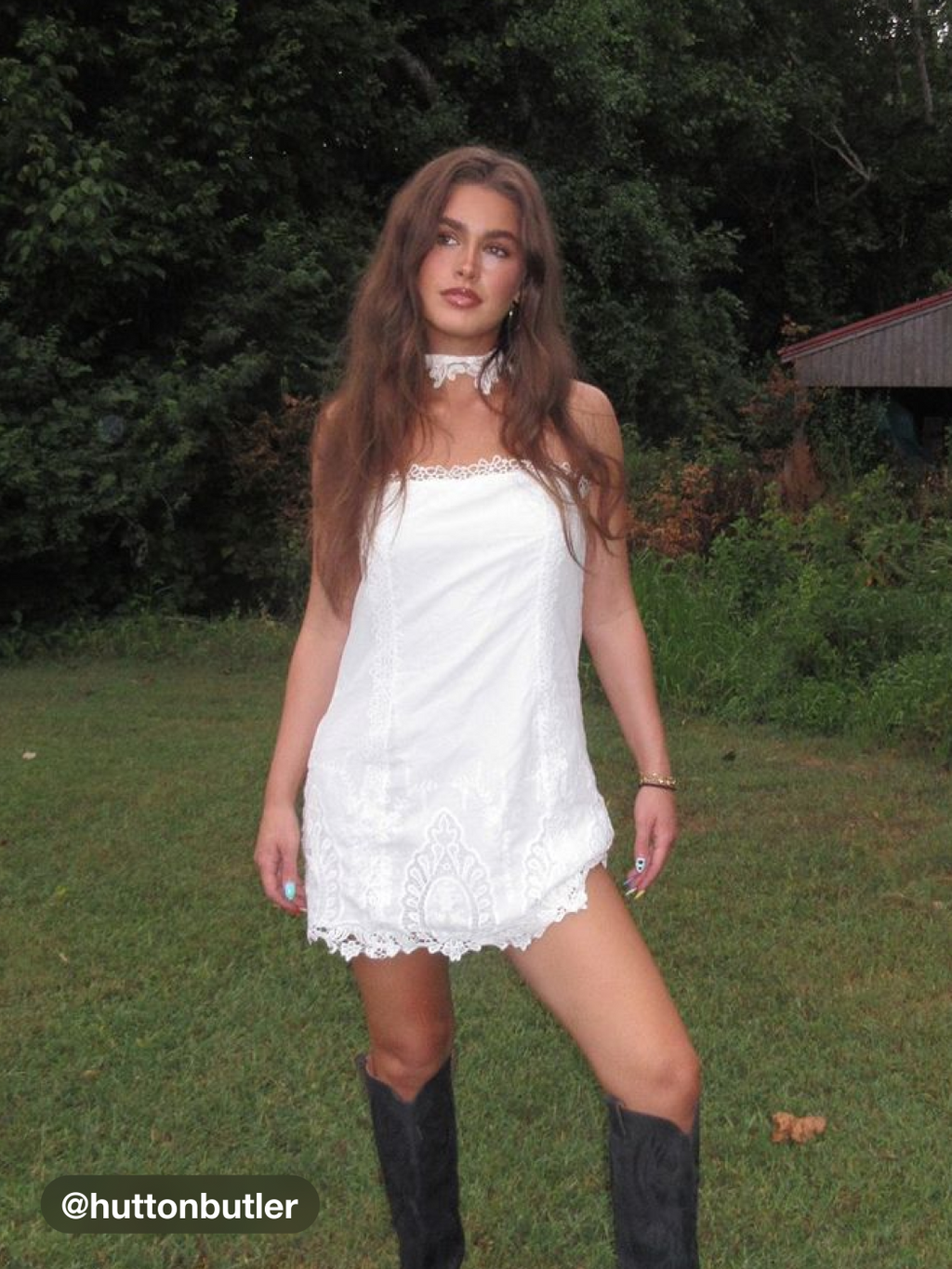 100% Cotton Halter Neckline Solid Embroidery Trim Mini Dress With Solid Shorts