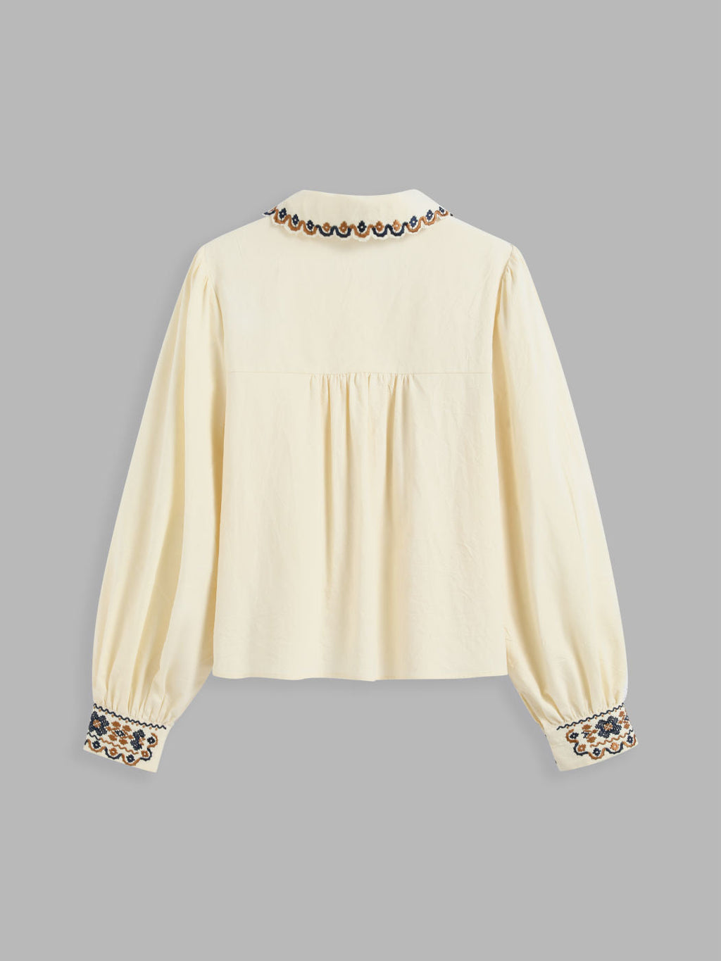100% Cotton Collar Aztec Button Long Sleeve Blouse