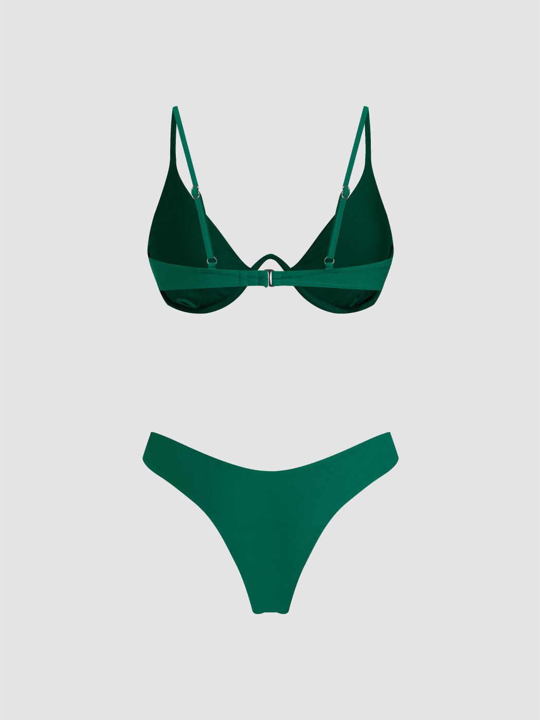 3Pcs Underwire Solid Bikini Set With Mesh Sarong