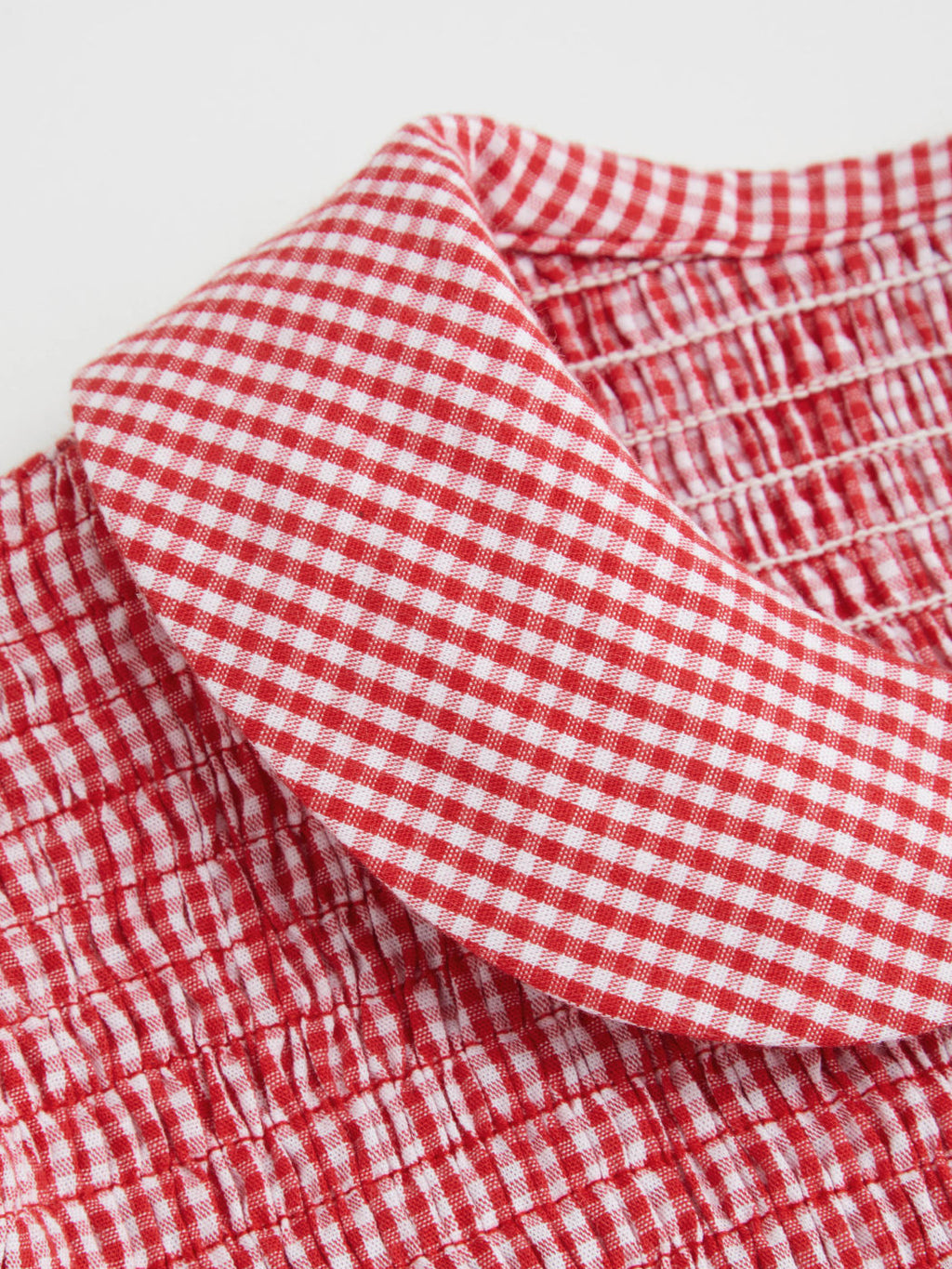 100% Cotton Gingham Tie Front Bow Shirred Top
