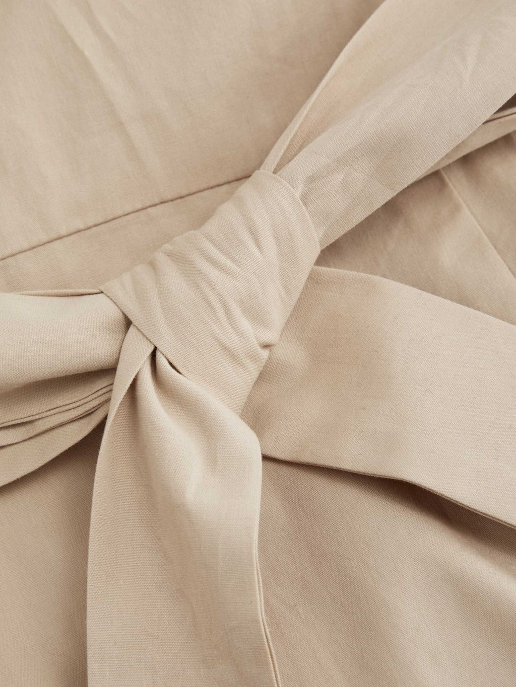 100% Cotton V-neck Ruched Knotted Wrap Midi Dress