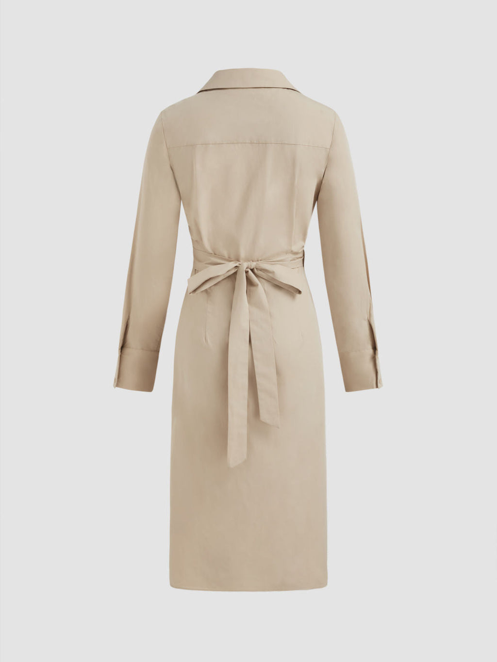 100% Cotton V-neck Ruched Knotted Wrap Midi Dress