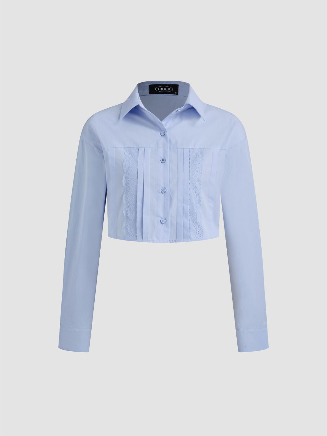 100% Cotton Lace Pleated Crop Shirt
