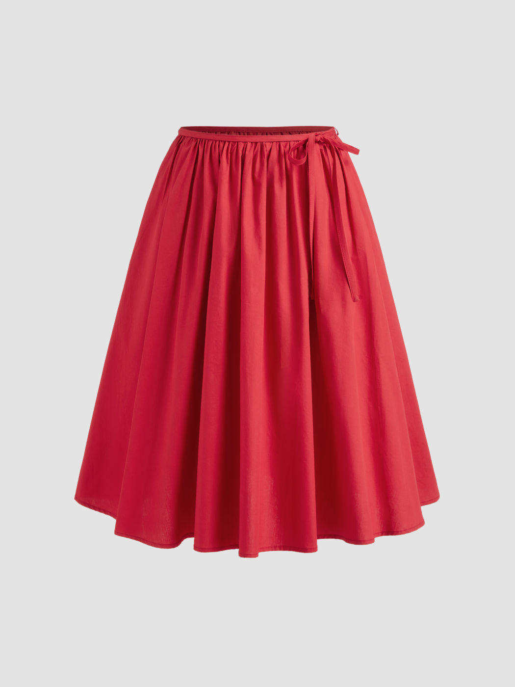 100% Cotton Broderie Anglaise Tie Front Bow Top & Voluminous 100%Cotton Mid Rise Knotted Ruffle Midi Skirt