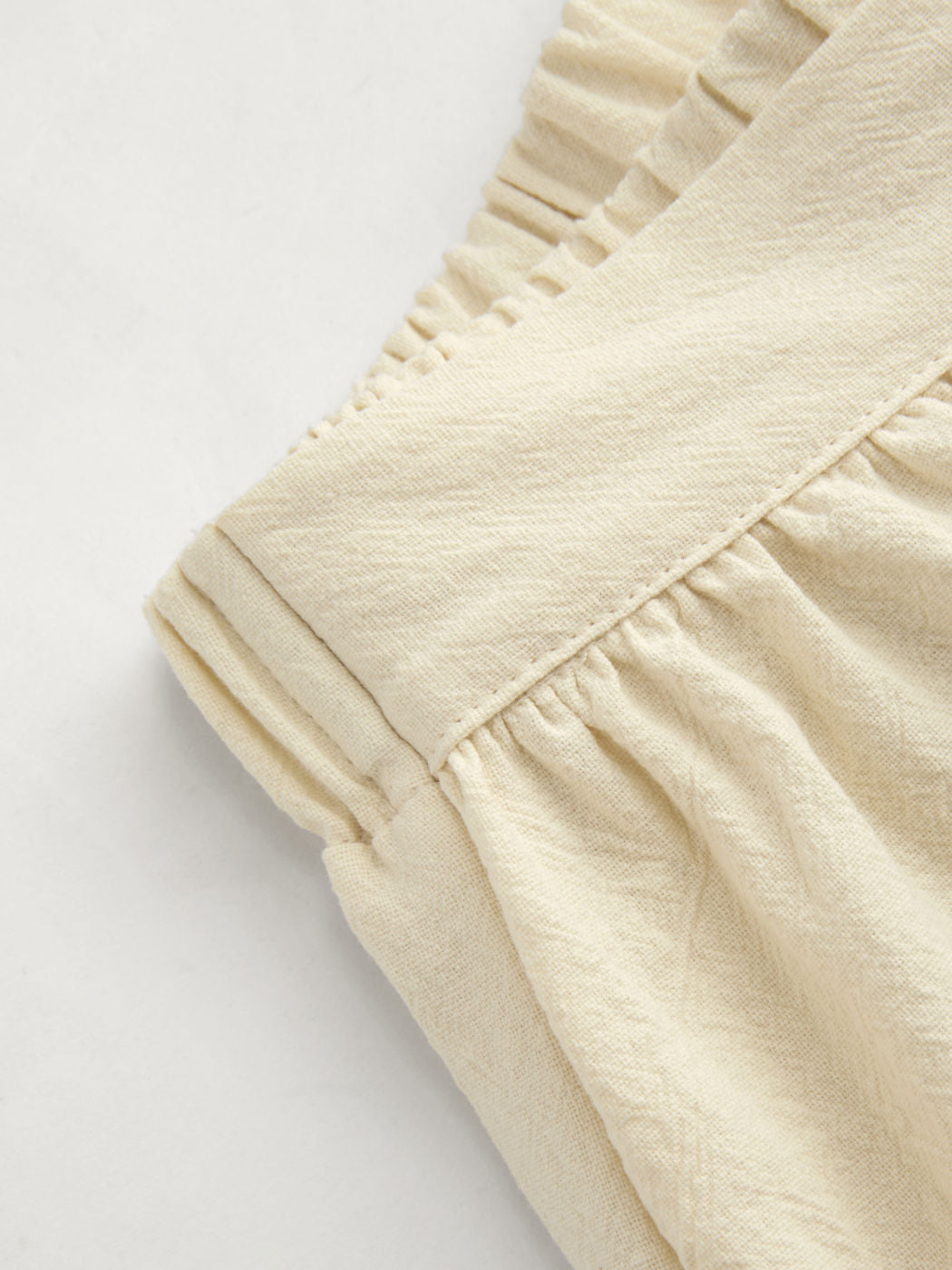 100% Cotton Mid Rise Elastic Waist Knotted Ruffle Shorts