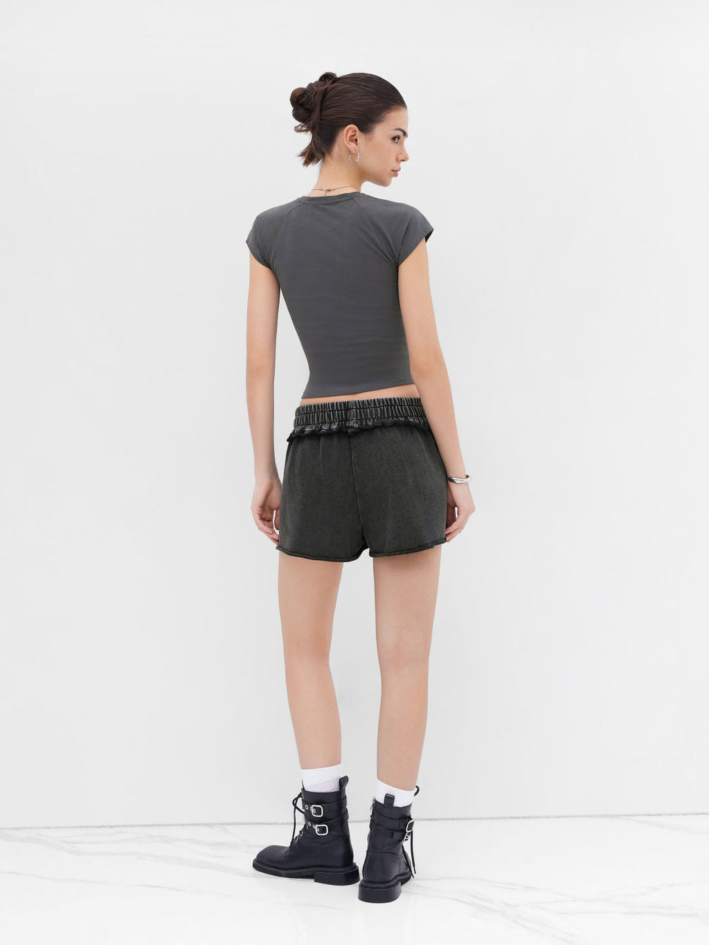 100% Cotton Mid Rise Elastic Waist Micro Shorts