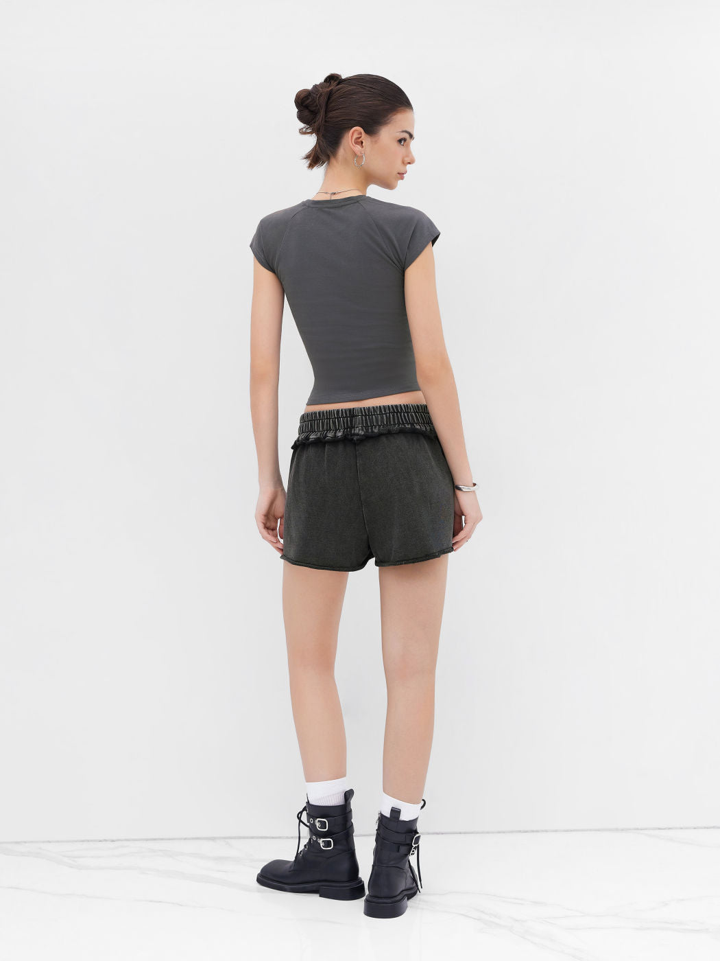 100% Cotton Mid Rise Elastic Waist Micro Shorts