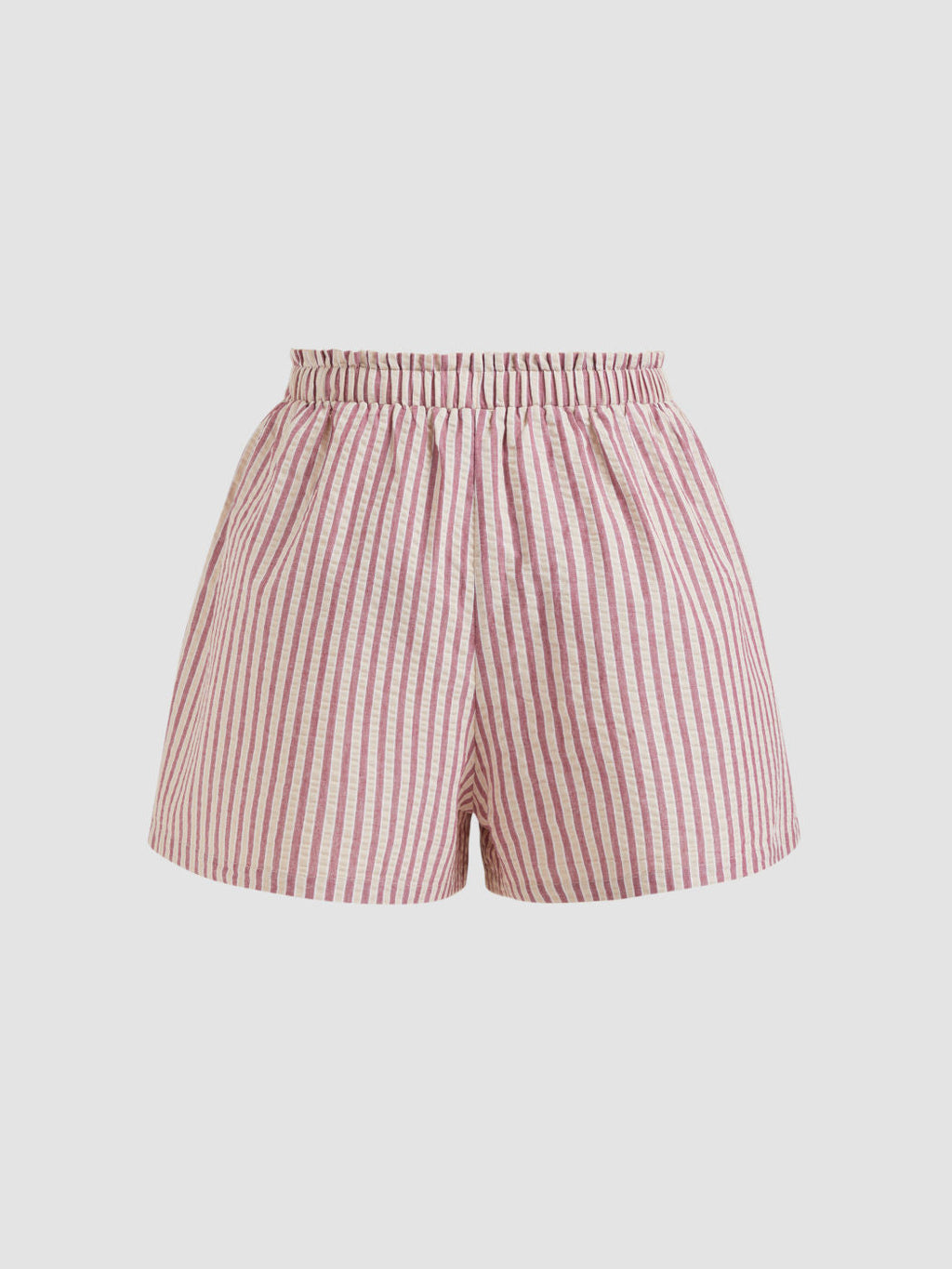 100% Cotton Mid Rise Stripe Drawstring Elastic Waist Shorts Curve & Plus