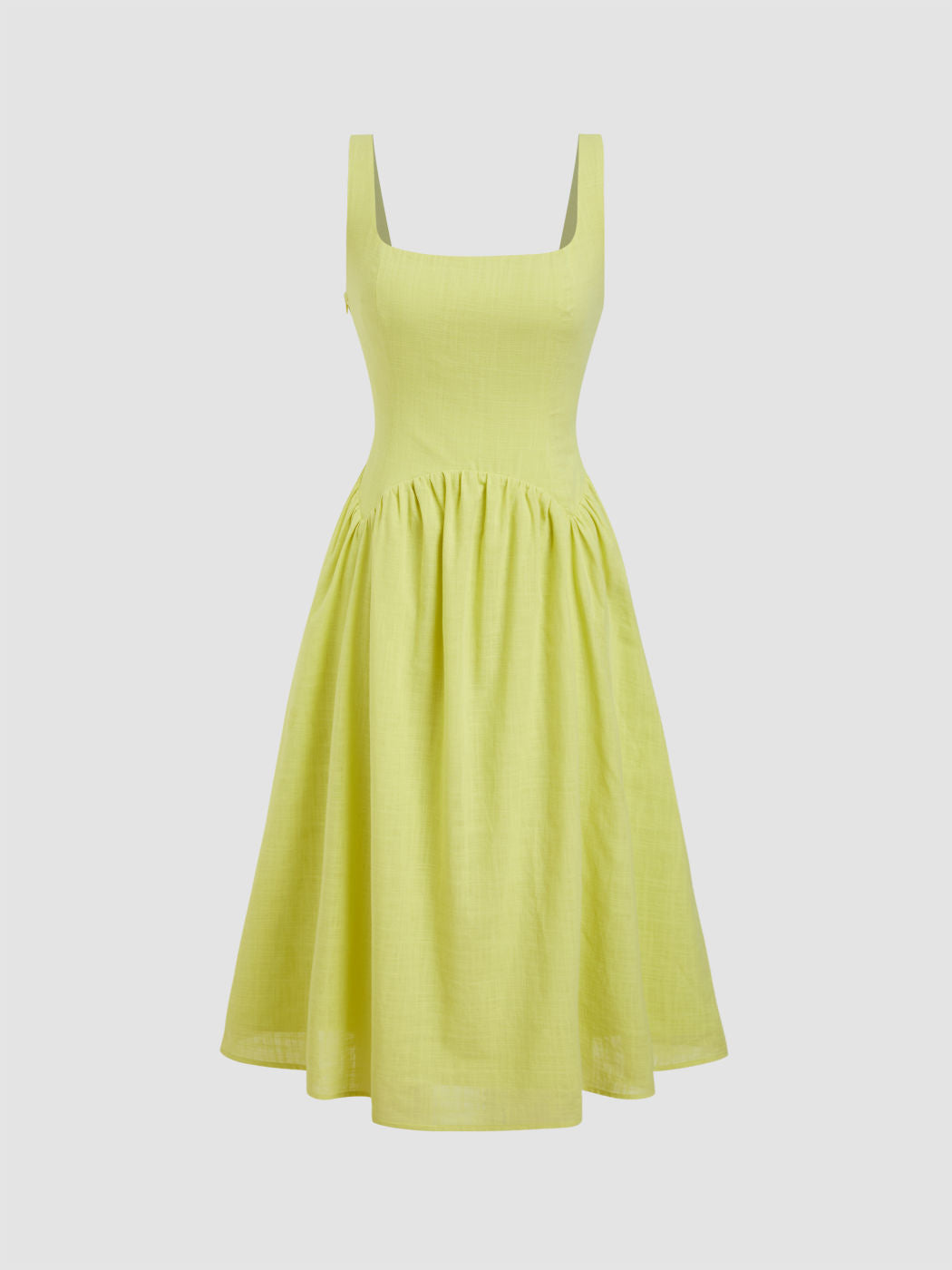 100% Cotton Square Neck Ruffle Cami Midi Dress
