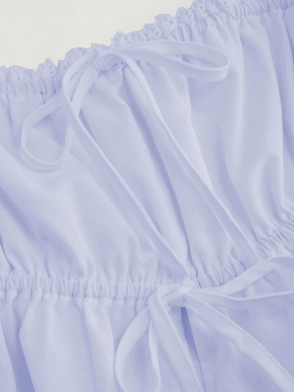 100% Cotton Square Neck Broderie Anglaise Tie Front Bow Top