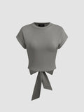 100% Cotton Cut Out Bowknot Crop Top