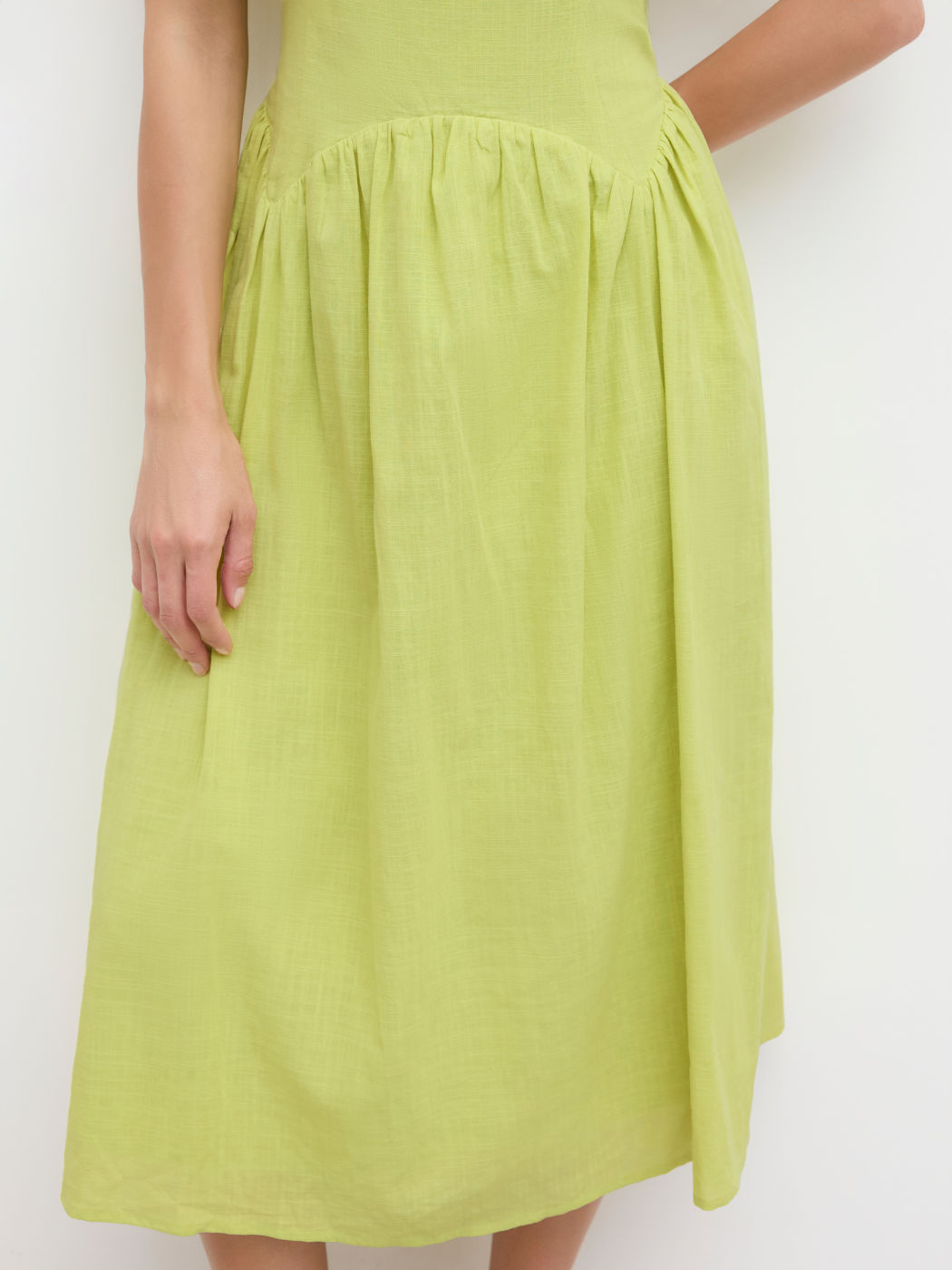 100% Cotton Square Neck Ruffle Cami Midi Dress