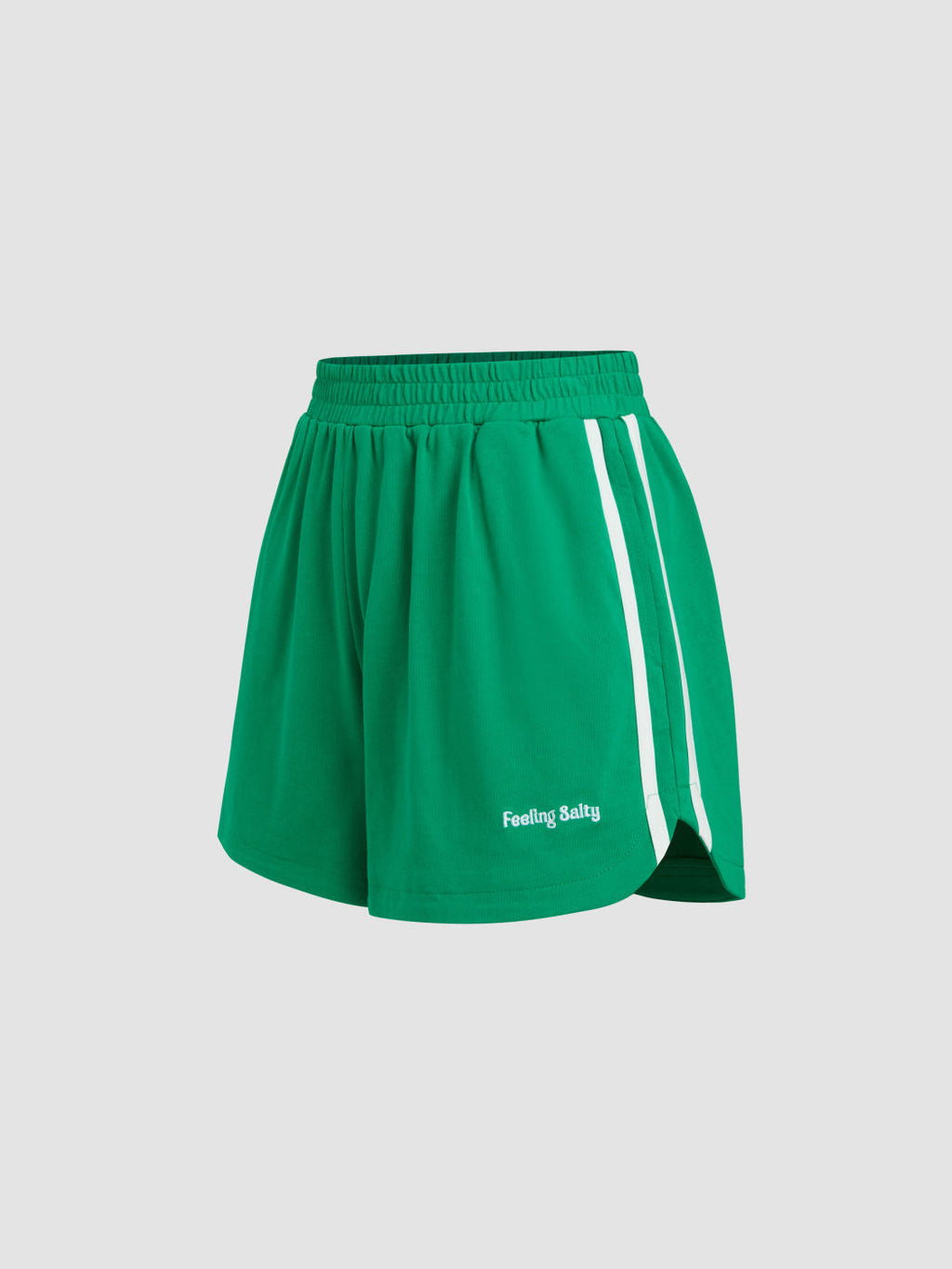 100% Cotton Side Stripe Embroidery Elastic Waist Micro Shorts