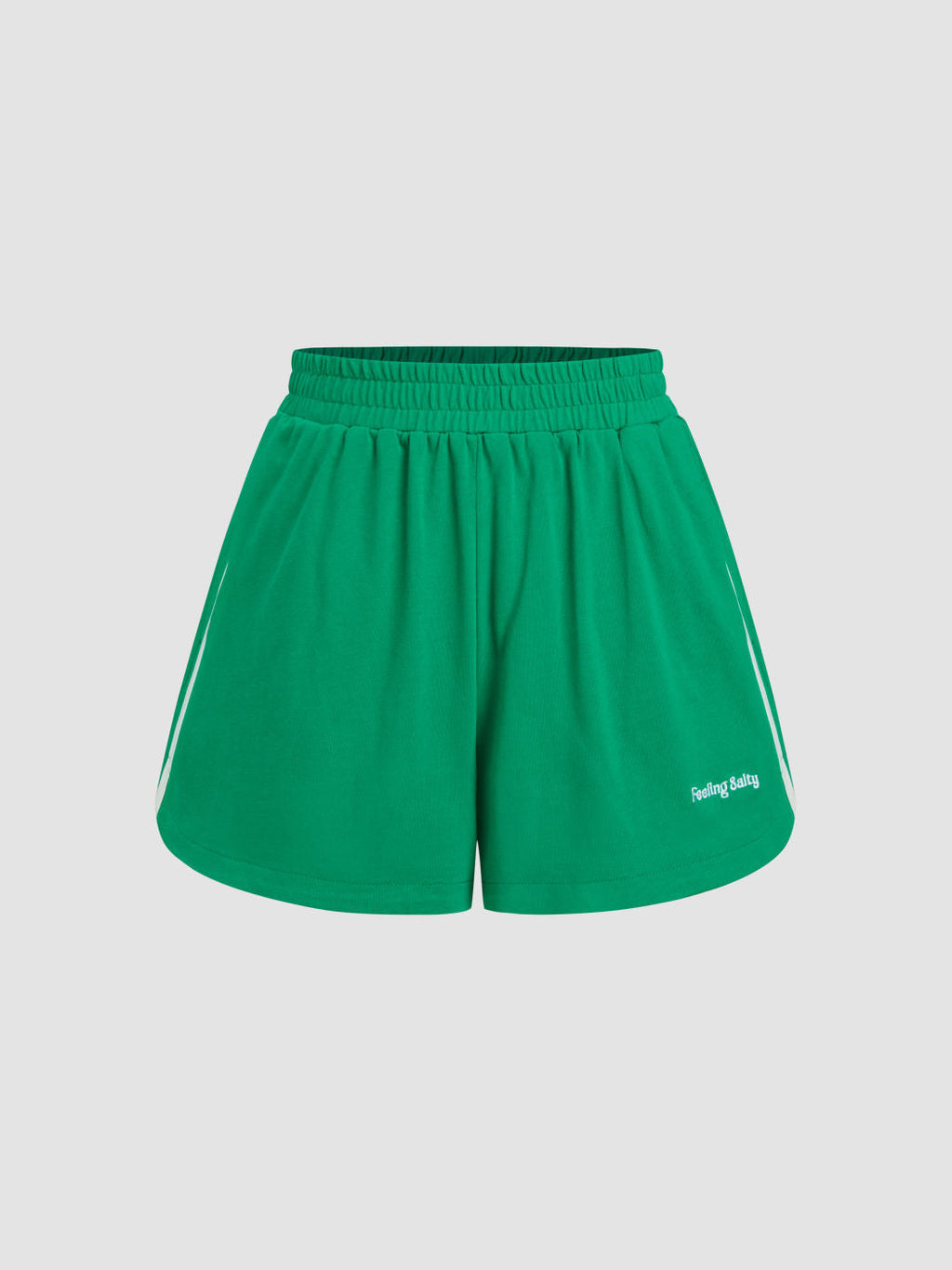 100% Cotton Side Stripe Embroidery Elastic Waist Micro Shorts