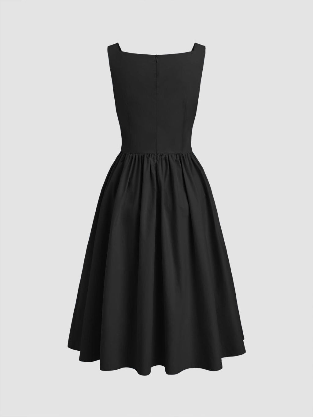 100% Cotton Cowl Neck Ruffle Zipper Midi Dress