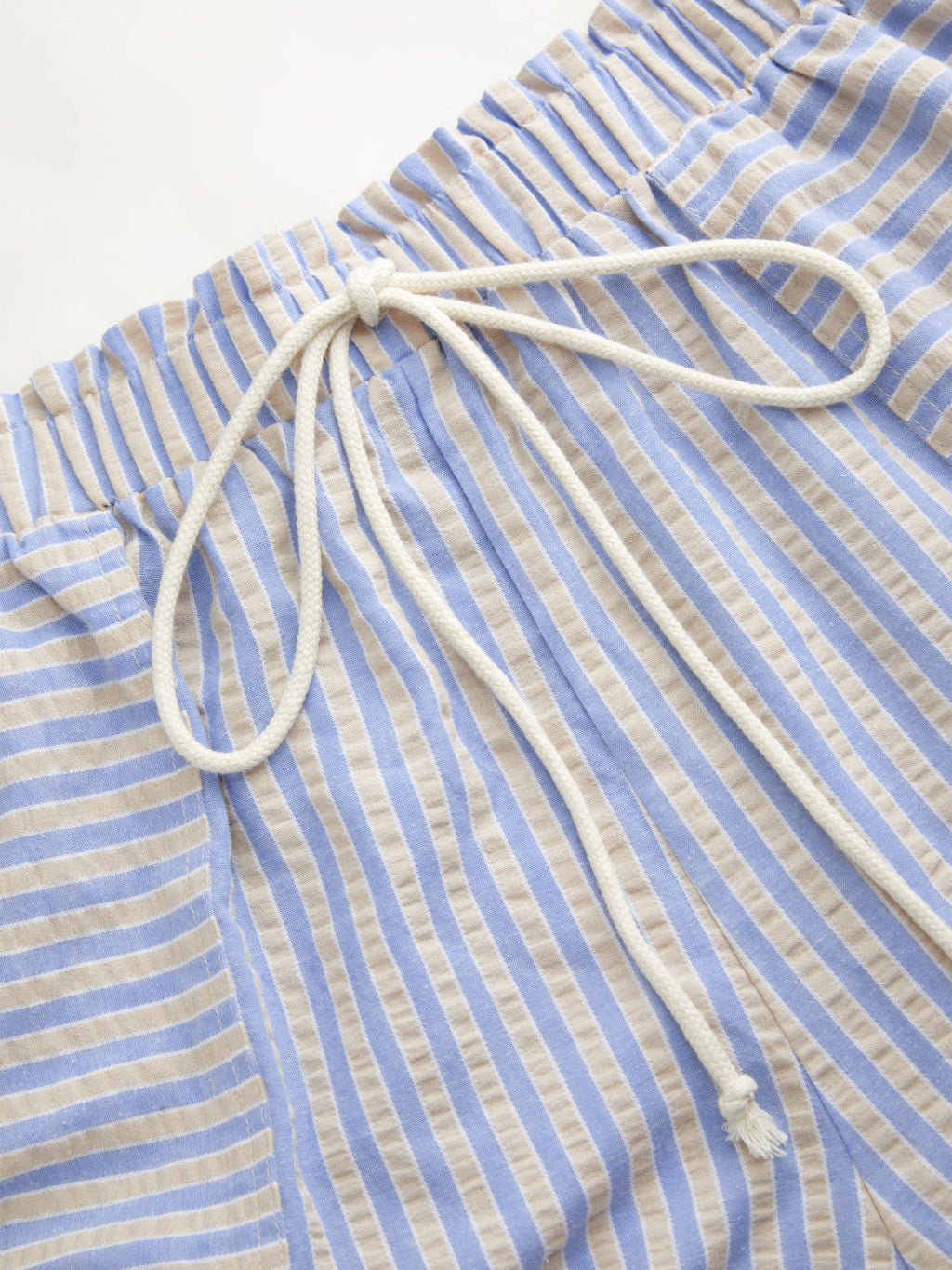 100% Cotton Mid Rise Stripe Drawstring Elastic Waist Shorts Curve & Plus