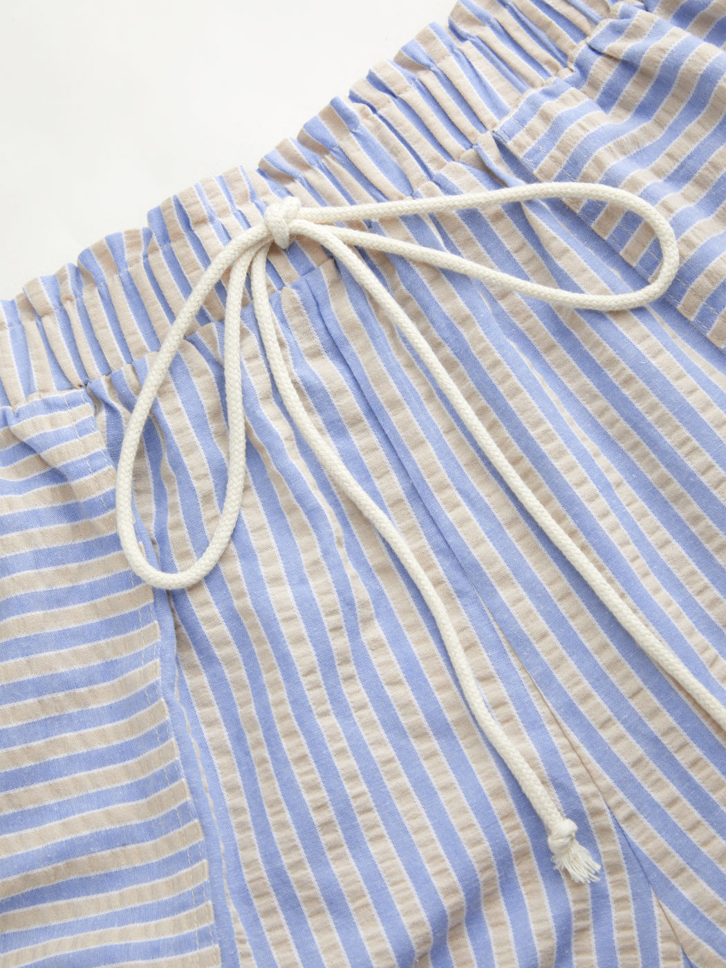 100% Cotton Mid Rise Stripe Drawstring Elastic Waist Shorts Curve & Plus