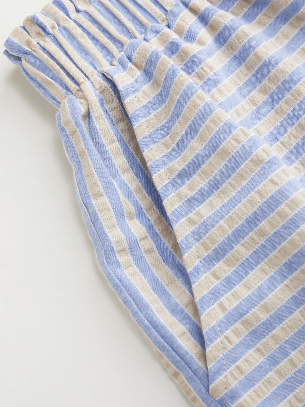 100% Cotton Mid Rise Stripe Drawstring Elastic Waist Shorts Curve & Plus