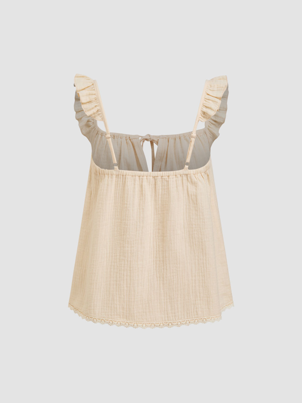 100% Cotton Square Neck Cut Out Knotted Lettuce Trim Top & High Rise Lace Trim Shorts Loungewear Set
