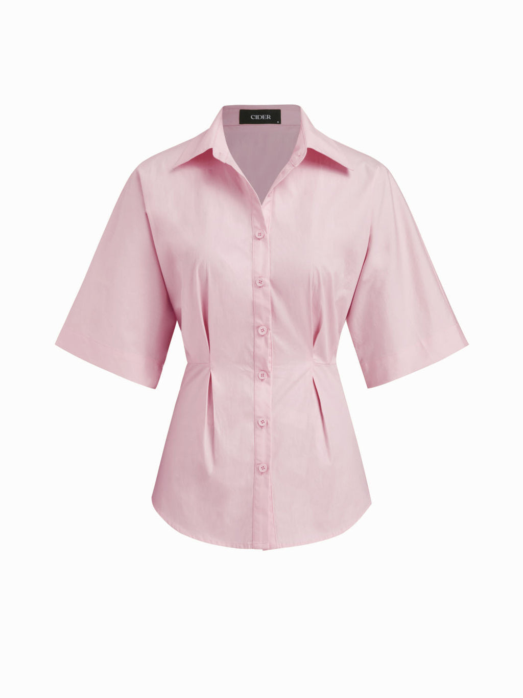 100% Cotton Ruched Cinched Waist Split Shirt