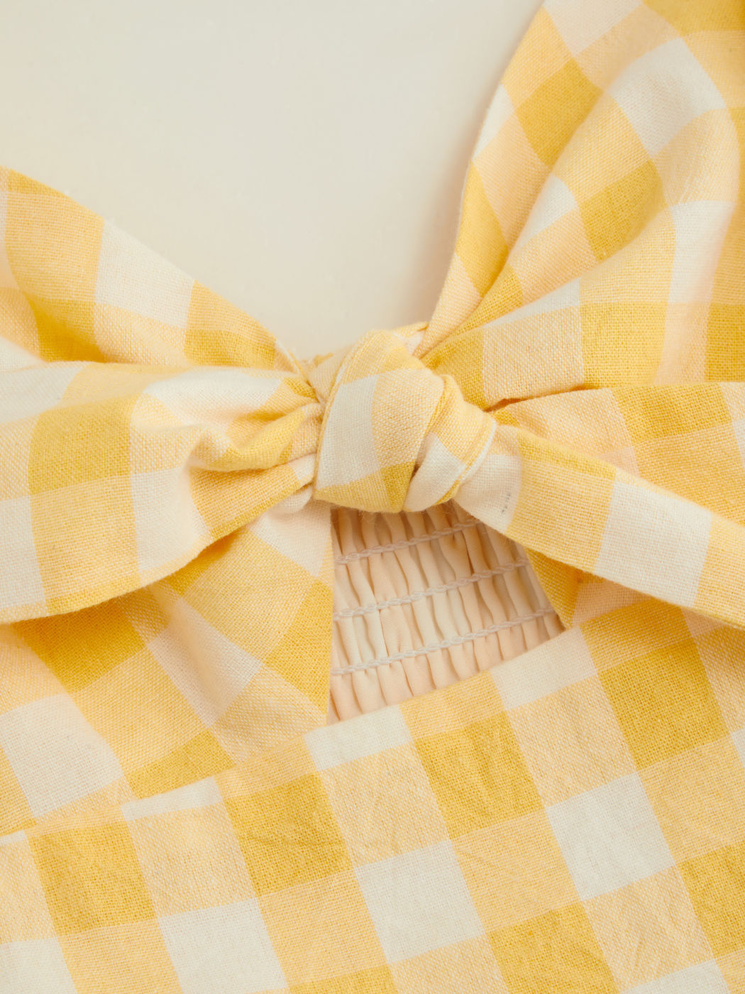 100% Cotton Gingham Sweetheart Neck Bowknot Cami Mini Dress
