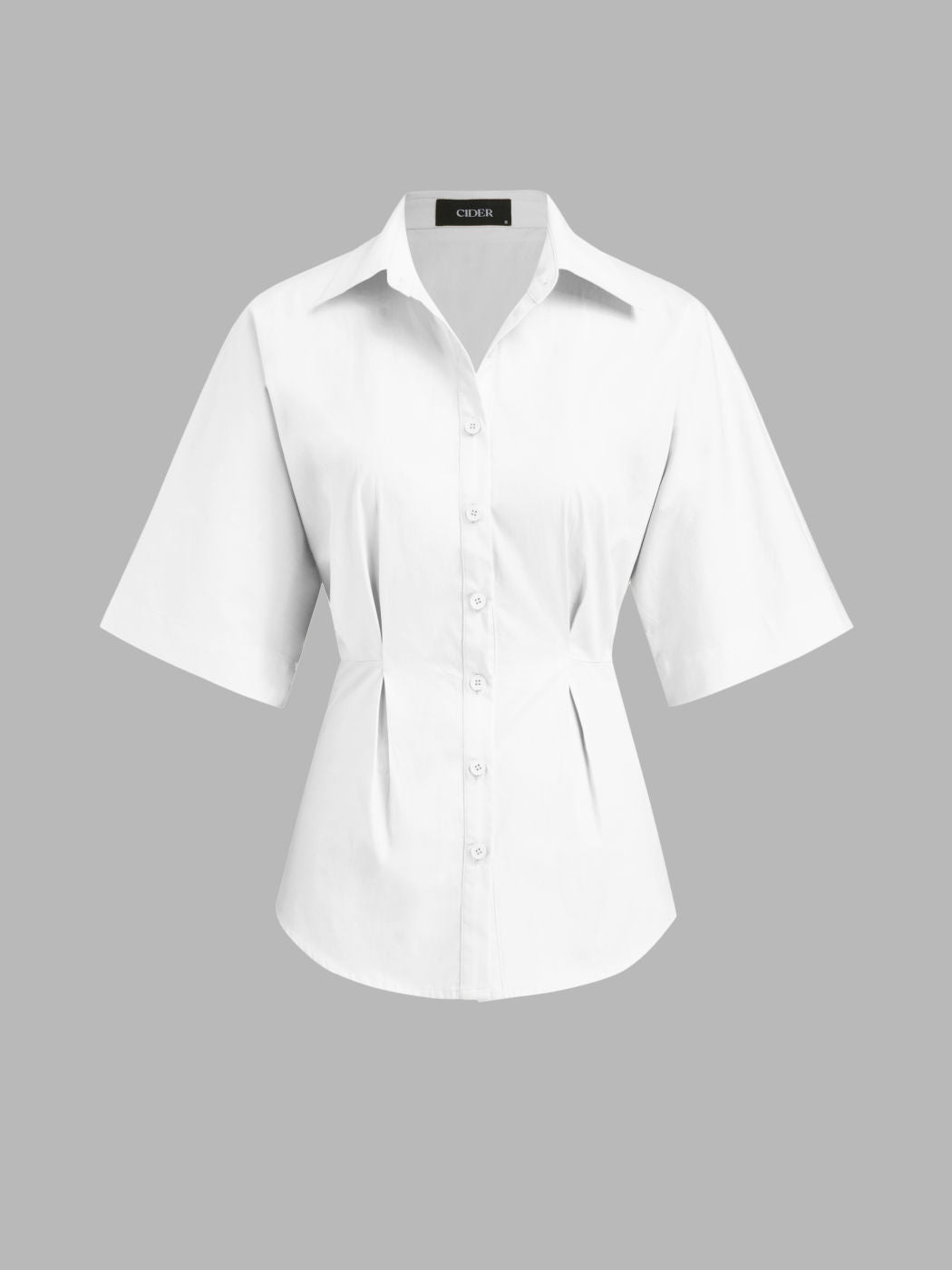 100% Cotton Ruched Cinched Waist Split Shirt
